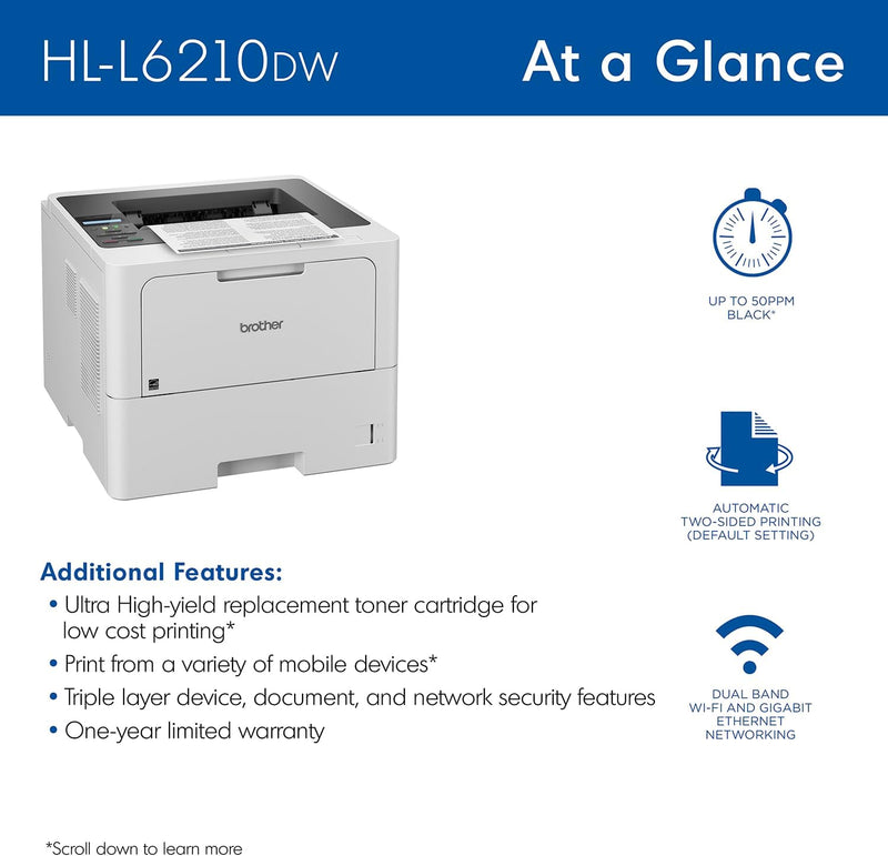 Brother HL-L6210DW black and white laser printer 