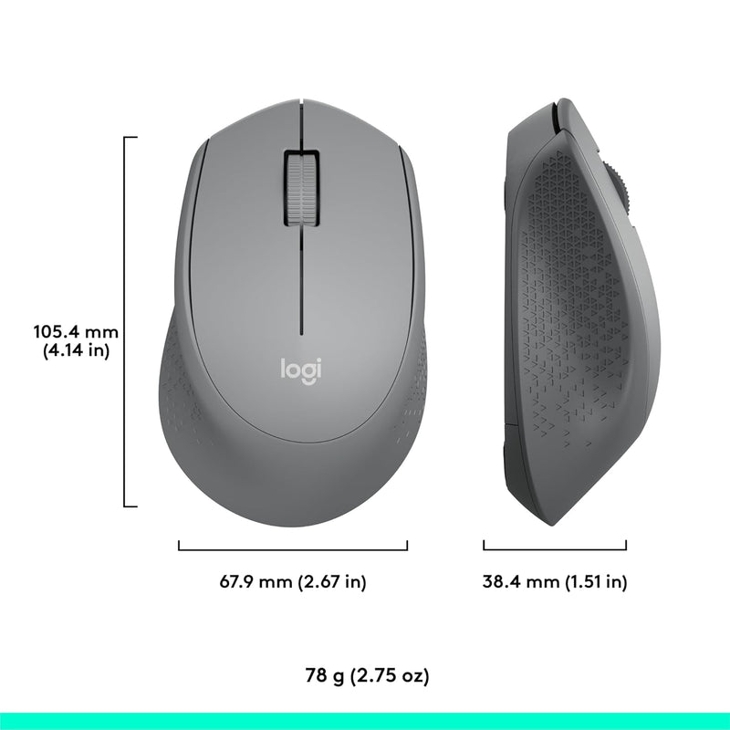 Logitech Silent Plus M331 Wireless Mouse 靜音無線滑鼠 - Grey 灰色 910-004919 原裝行貨