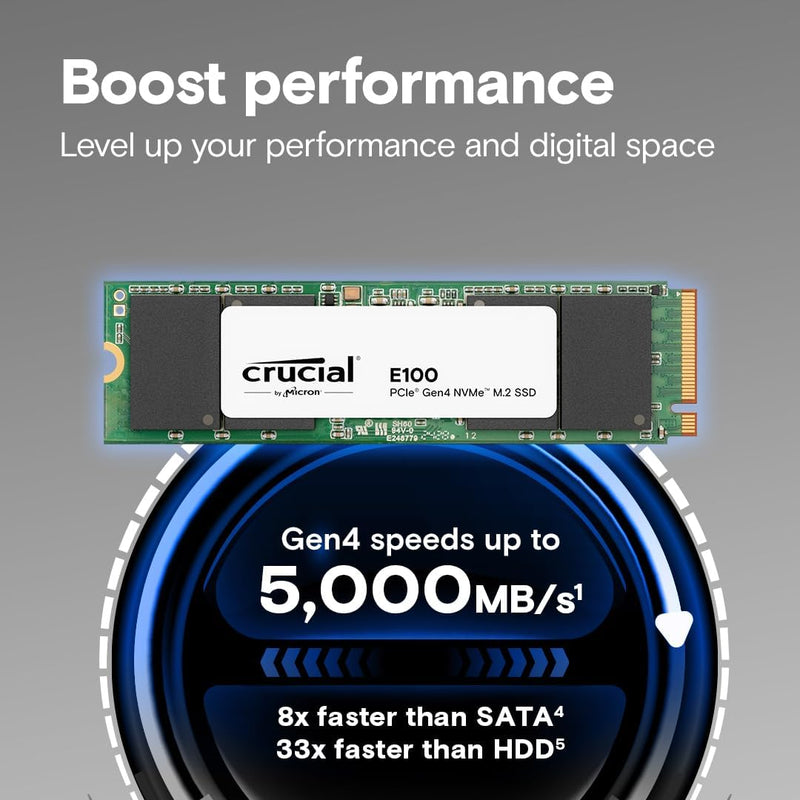 Crucial 1TB E100 CT1000E100SSD8 M.2 2280 PCIe Gen4 x4 SSD