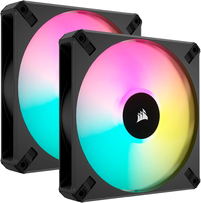Corsair iCUE AF140 RGB ELITE 140mm PWM Dual Fan Kit with iCUE Lighting Node CORE RGB Controller - Black (Twin Pack) CO-9050156-WW 