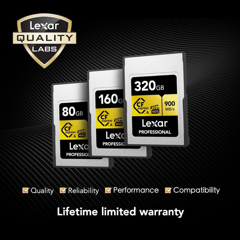 Lexar GOLD Series 80GB Professional CFexpress™ Type A Card (up to 900MB/s read, 800MB/s write) LCAGOLD080G-RNENG