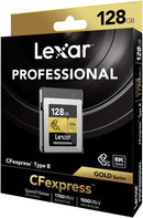 Lexar GOLD SERIES 128GB PROFESSIONAL CFexpress™ TYPE B CARD (up to 1750MB/s read, 1500MB/s write) LCXEXPR128G-RNENG