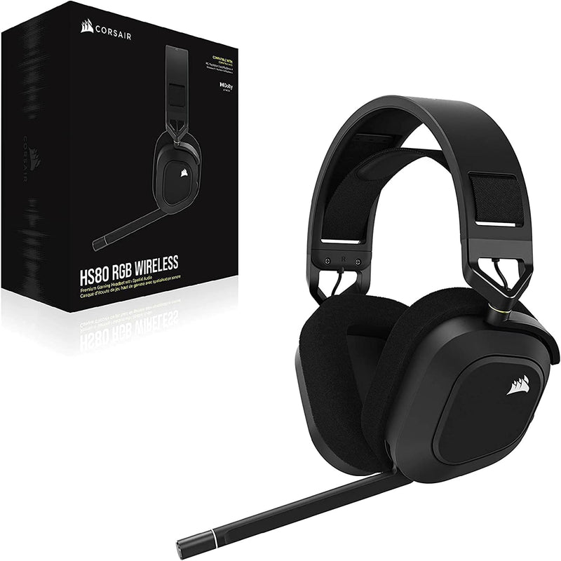 Corsair HS80 RGB WIRELESS Premium Gaming Headset with Spatial Sound Technology - Carbon BlacK CA-9011235-AP