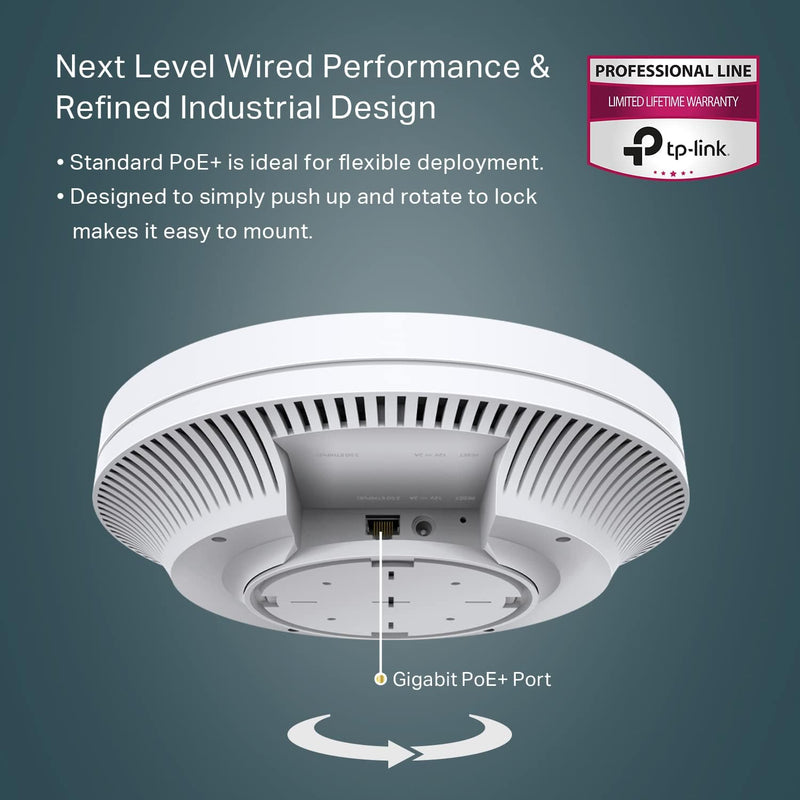 TP-Link Omada EAP620 HD AX1800 Wireless Gigabit Dual Band Ceiling Mount Wifi 6 Access Point with PoE+ Support