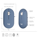 Logitech PEBBLE M350 Wireless Mouse 纖薄靜音無線藍牙滑鼠 - Blueberry 午夜藍 910-006667 原裝行貨