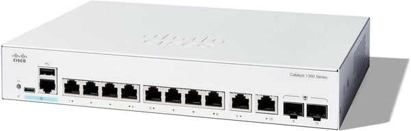 Cisco Catalyst 1300 8-Port Gigabit Ethernet + 2-Port Combo Advanced Security Managed Switch (C1300-8T-E-2G-UK/NE-138TE2G)
