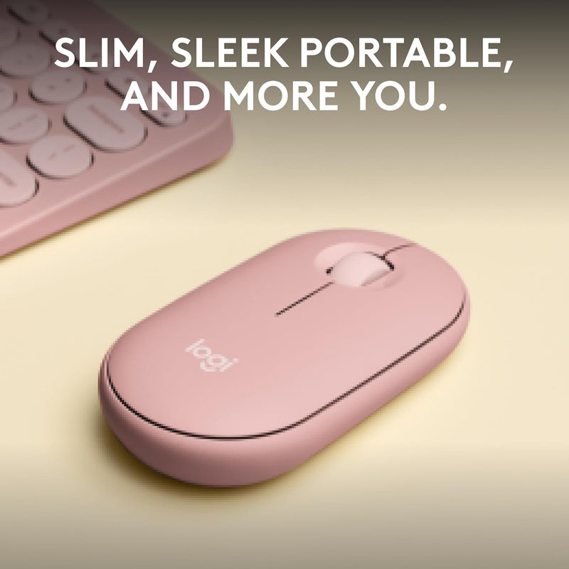Logitech Pebble Mouse 2 M350s Slim Bluetooth Wireless Mouse Slim Silent Wireless Bluetooth Mouse - Rose Pink Rose Pink 910-006987 Original licensed product