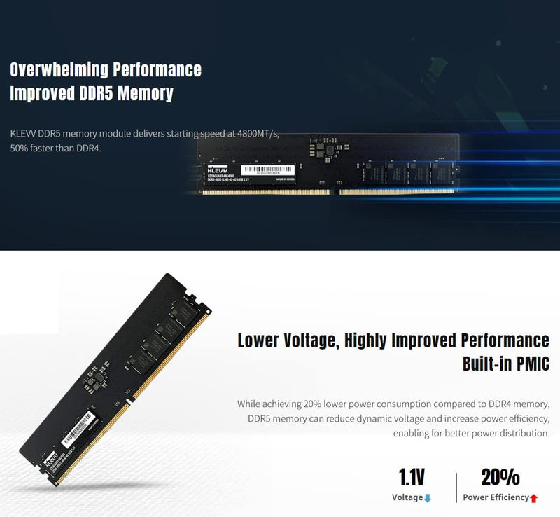 KLEVV Value Series 16GB (1x16GB) DDR5 5600MHz Desktop Memory V16-KD5AGUA80-56G460A 