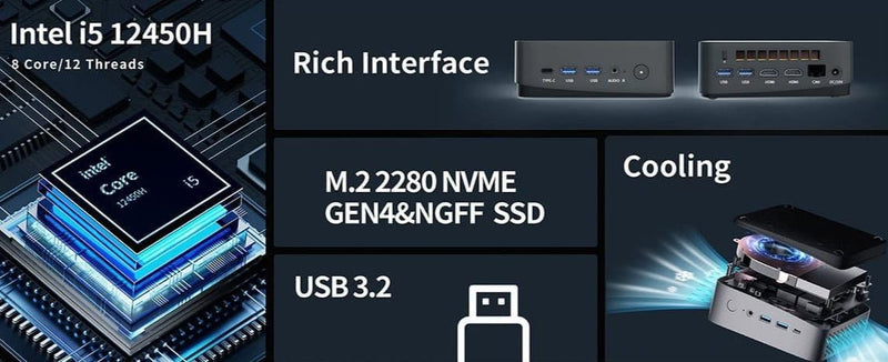 ACEPC PowerBox Pro Intel i5 12450H Mini PC (Intel® Core™ i5-12450H/32GB/512GB/Window 11 Pro/Wifi+BT)