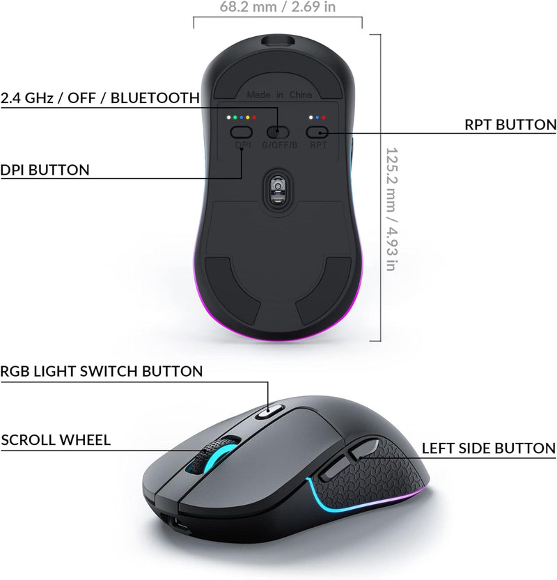 Keychron M3 Wireless Mouse (Black) Wireless Gaming Mouse KC-M3-A1 