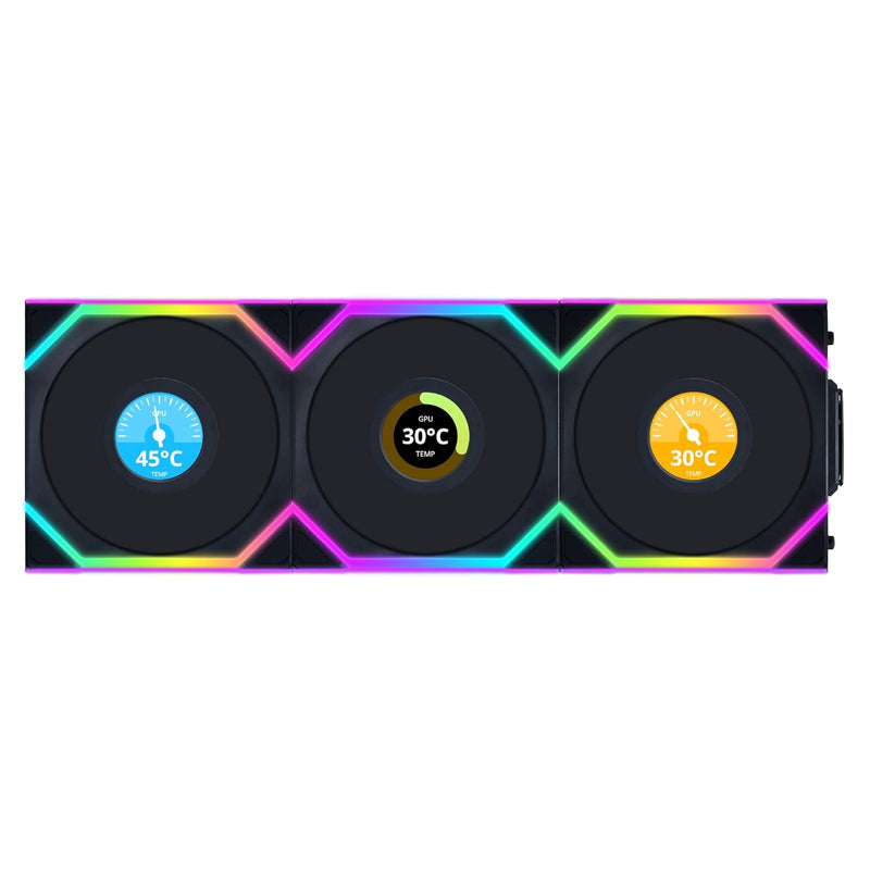 LIAN LI UNI FAN SL Wireless LCD Reverse Blade 反葉 120mm (3 in 1) Case Fan - BLACK (12RSLLCD1W3B)