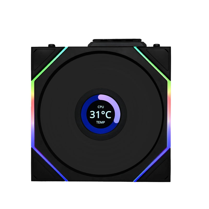 LIAN LI UNI FAN TL Wireless LCD Reverse Blade 反葉 120mm Case Fan - BLACK (12RTLLCD1W1B)