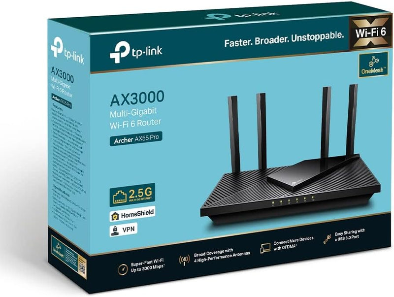 【3月優惠】TP-Link Archer AX55 Pro AX3000 Dual 2.5G Port Multi-Gigabit Wi-Fi 6 Router