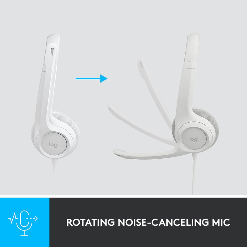 Logitech H390 Wired USB 配備隔噪麥克風以及線控耳機麥克風 - Pearl White 珍珠白色 981-001287 原裝行貨