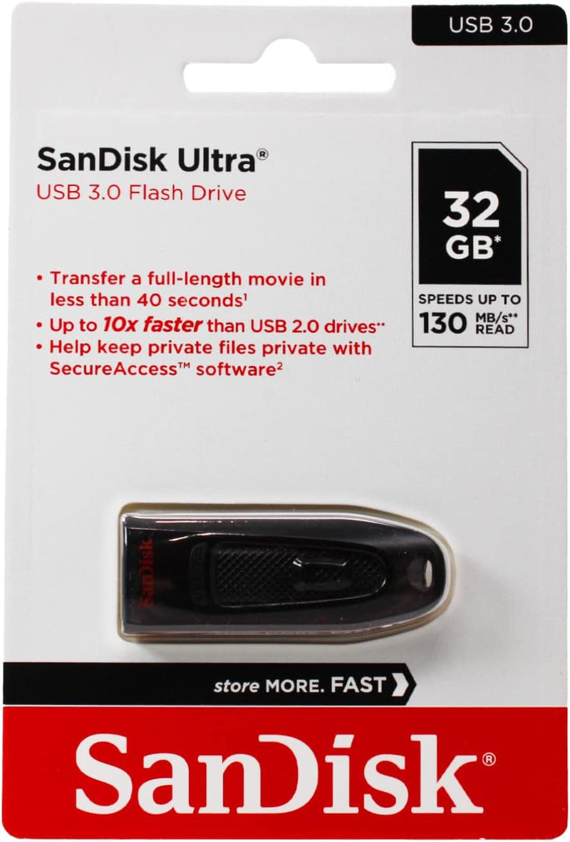 SanDisk 32GB CZ48 Ultra USB 3.0 Flash Drive (130MB/s) SDCZ48-032G-U46 772-3246