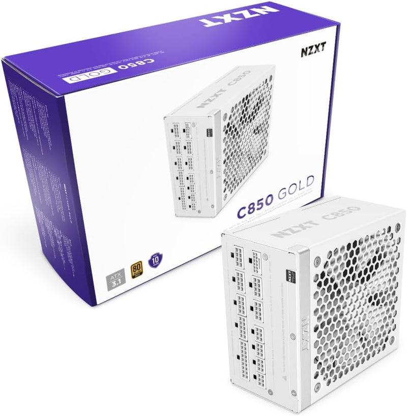 NZXT 850W C850 Gold Matte White 白色 ATX3.1 80Plus Gold Full Modular Power Supply (PA-8G2BW-UK)