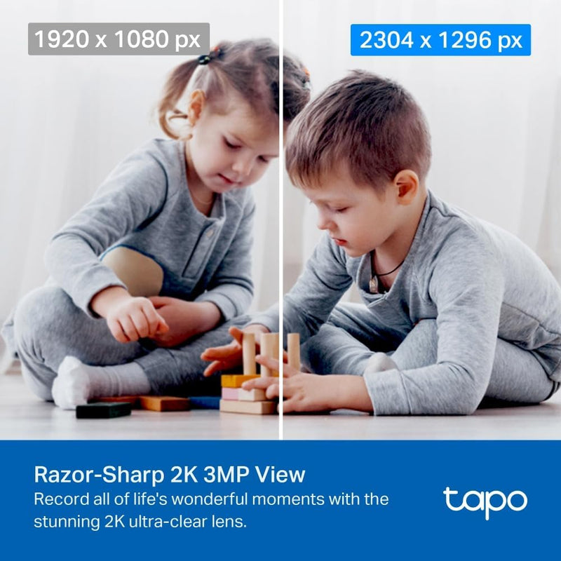 TP-Link Tapo C210P2 3MP Ultra HD Pan/Tilt Home Security WiFi Surveillance IP Camera CCTV (2-Pack)
