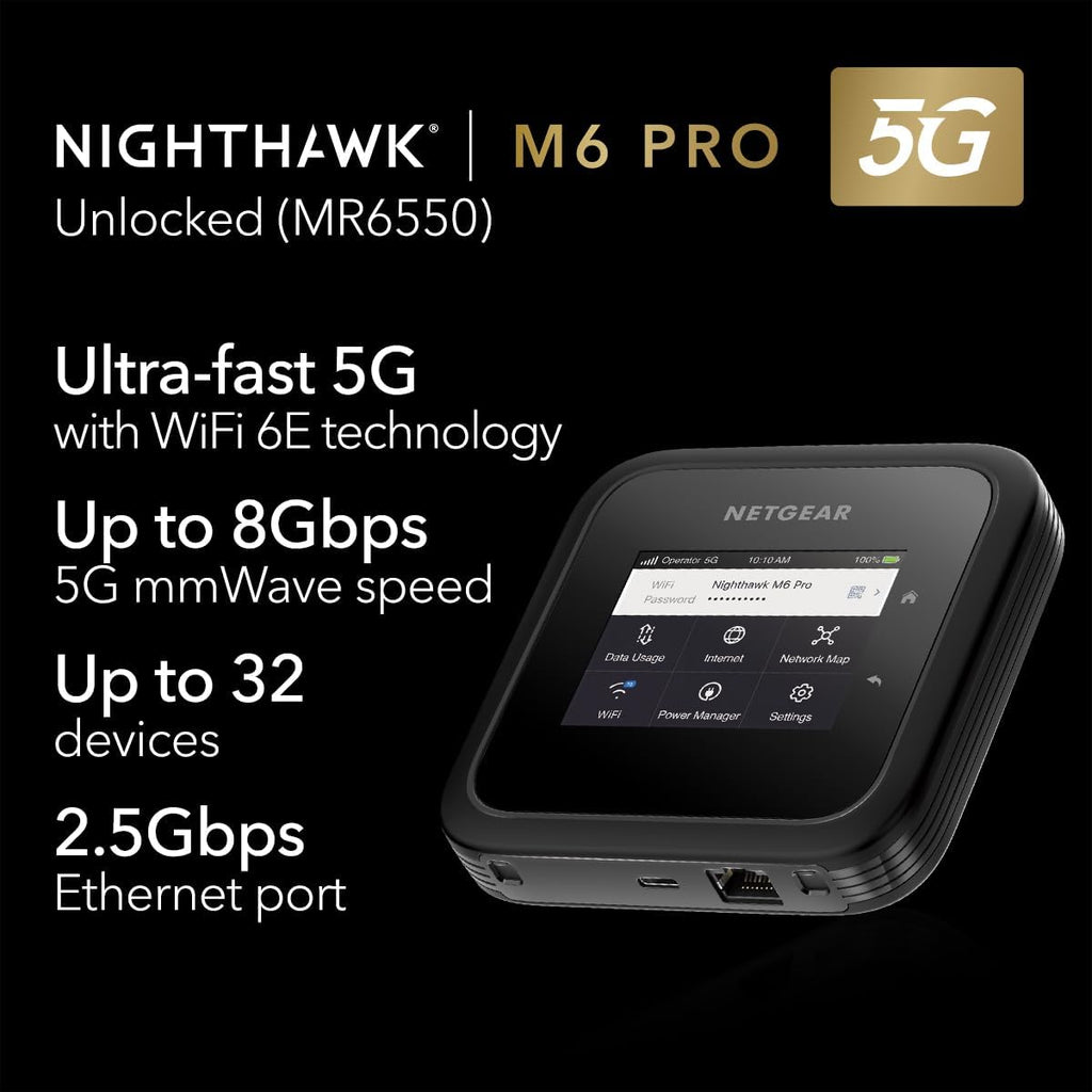 Netgear Computer NETGEAR Nighthawk M6 Pro+ MR6550 5G WiFi 6E Mobile Hotspot Router ζ΅εη±ι»