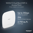 NETGEAR WAX615 AX3000 Dual Band PoE Multi-Gig Insight Managed WiFi 6 Access Point