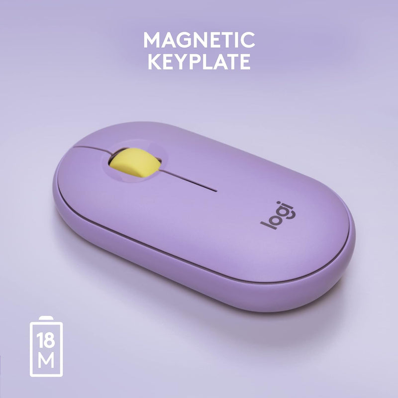 Logitech PEBBLE M350 Wireless Mouse Slim Silent Wireless Bluetooth Mouse - Lavender Lemonade Star Twilight Purple 910-006666 Original Licensed 