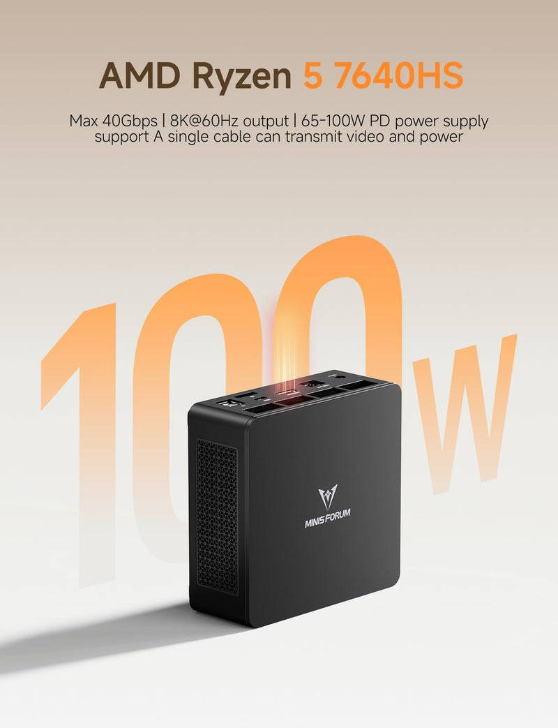 Minisforum CS-MUM760S UM760 Slim Mini PC (AMD Ryzen R5-7640HS / 16GB DDR5 Ram / 1TB SSD / Windows 11) 