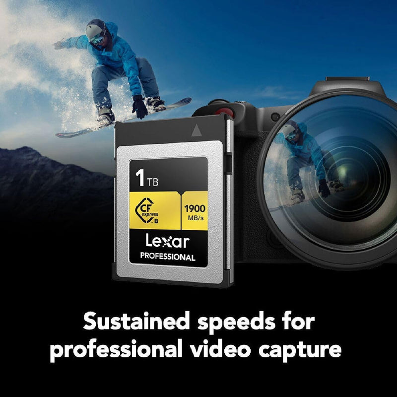 Lexar GOLD SERIES 1TB PROFESSIONAL CFexpress™ TYPE B CARD (up to 1900MB/s read, 1500MB/s write) LCXEXPR001T-RNENG
