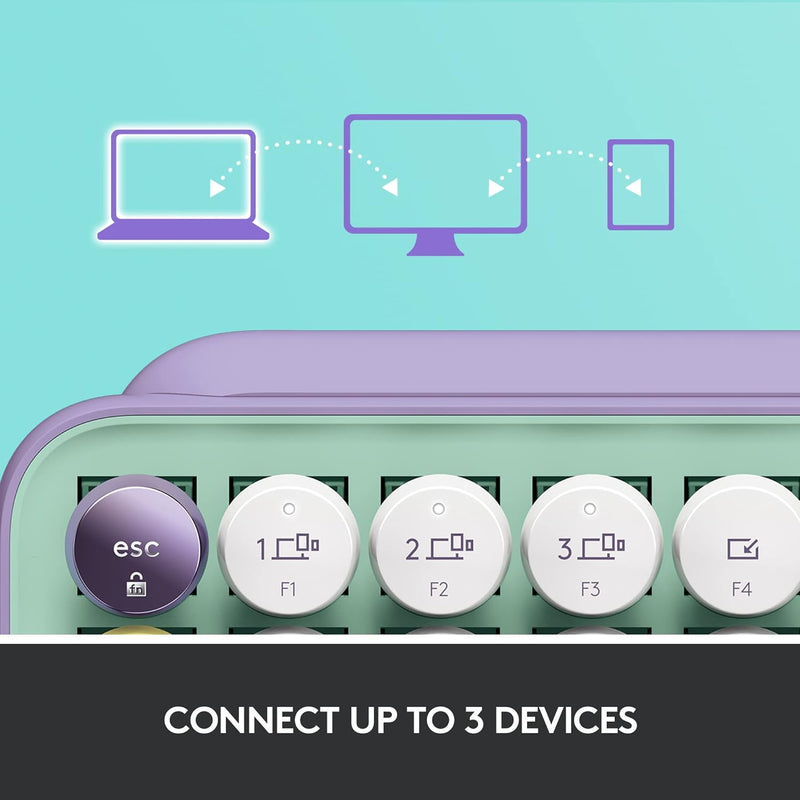 Logitech POP KEYS 無線藍牙機械鍵盤 - Daydream Mint 夢幻紫 920-010578 原裝行貨