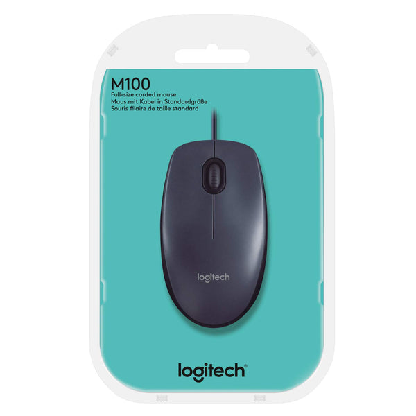 Logitech M100R 有線光學滑鼠 - Black 黑色 910-006766 原裝行貨