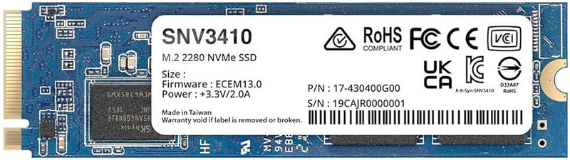 Synology 400GB SNV3410-400G Enterprise Series M.2 2280 NVMe PCIe 3.0 x4 SSD (HD-SN34140)