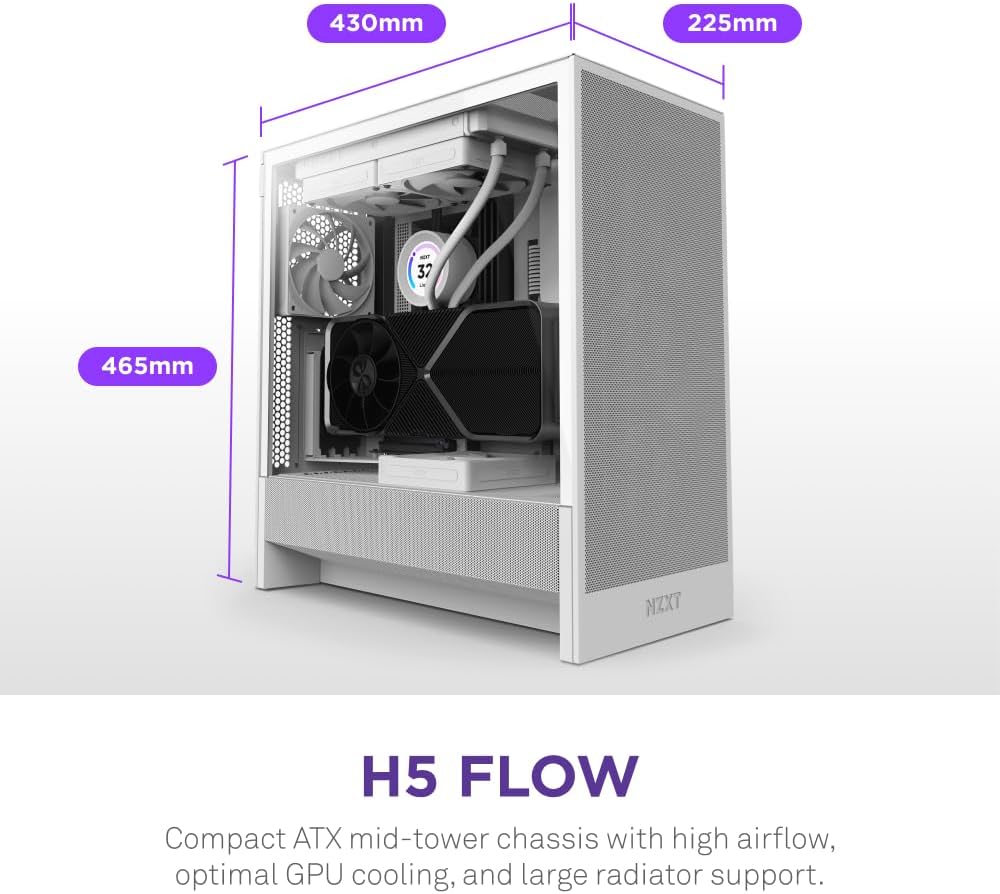 NZXT H5 FLOW (2024) White 白色Tempered Glass ATX Airflow
