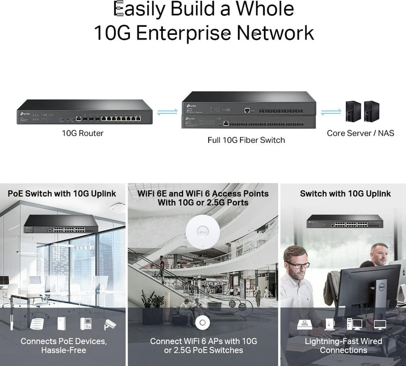 TP-Link ER8411 Enterprise Wired 10G Omada VPN Router Up To