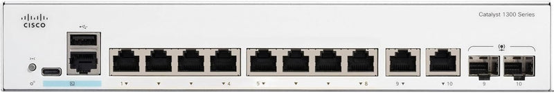 Cisco Catalyst 1300 8-Port Gigabit Ethernet + 2-Port Combo Advanced Security Managed Switch (C1300-8T-E-2G-UK/NE-138TE2G)
