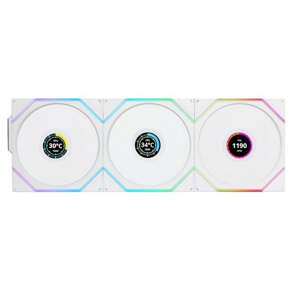 LIAN LI UNI FAN TL Wireless LCD Reverse Blade 反葉 120mm (3 in 1) Case Fan - WHITE (12RTLLCD1W3W)