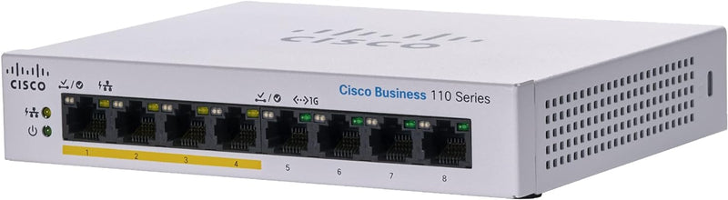 Cisco Business CBS110 8-Port Gigabit (4-Port with PoE, total 32W) PoE Switch (CBS110-8PP-D-UK / NE-1108PPD)