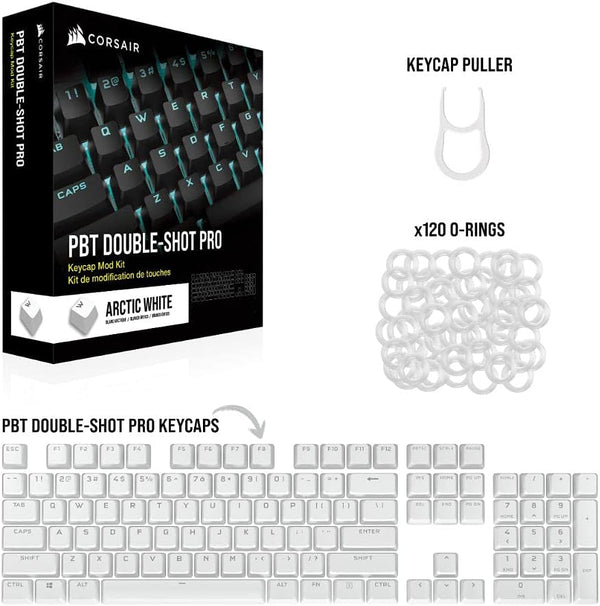 Corsair PBT DOUBLE-SHOT PRO Keycap Mod Kit - Arctic White CH-9911040-NA 