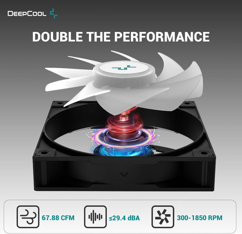 DeepCool AG620 ARGB CPU Cooler, 2 x 120mm Fans, 6 Copper Radiators Black