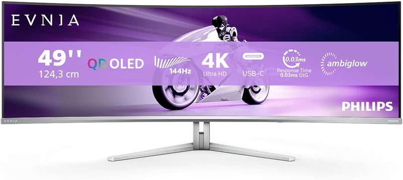 Philips Evnia 49" 49M2C8900L 144Hz 5K DQHD 5120x1440 QD-OLED (32:9) Curved Gaming Monitor