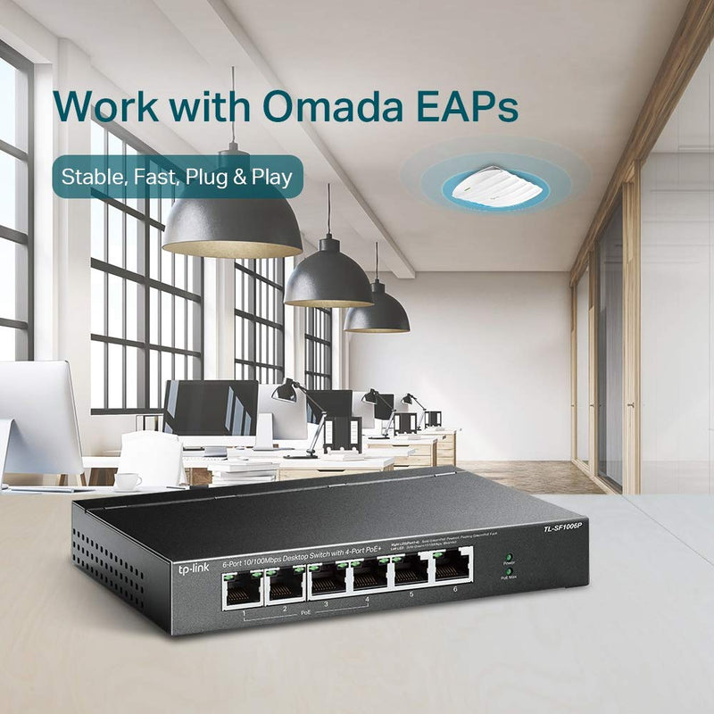 TP-Link TL-SF1006P 6 Port 10/100 Mbps Desktop PoE Switch With 4 Port PoE+ (67W)