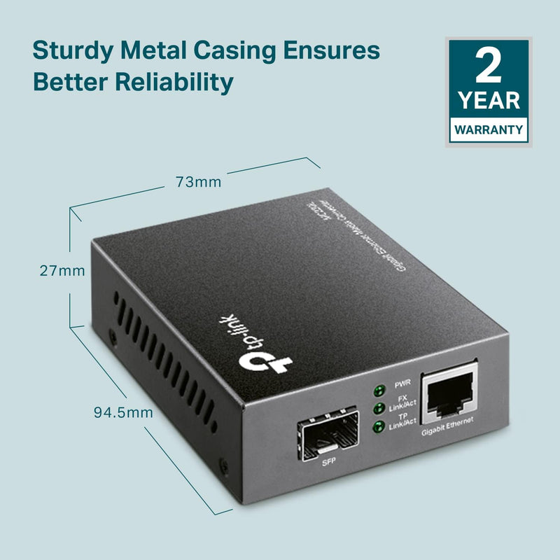 TP-Link MC220L 10/100/1000 Mbps RJ45 to 1000 Mbps SFP Slot Supporting MiniGBIC Modules (TP-NE-MC220L)