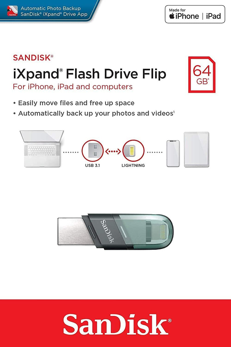 SanDisk 64GB iXpand Flash Drive Flip for iPhone (USB-A and Lightning) 雙用隨身碟 SDIX90N-064G-GN6NN 772-4419