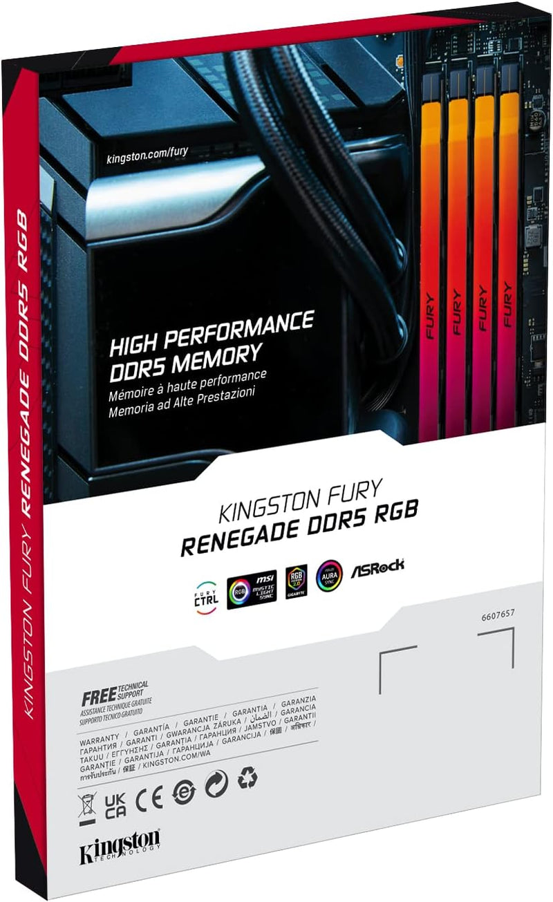 Kingston 64GB Kit (2x32GB) KF560C32RSAK2-32 Fury Renegade RGB Black DDR5-6000MHz Memory