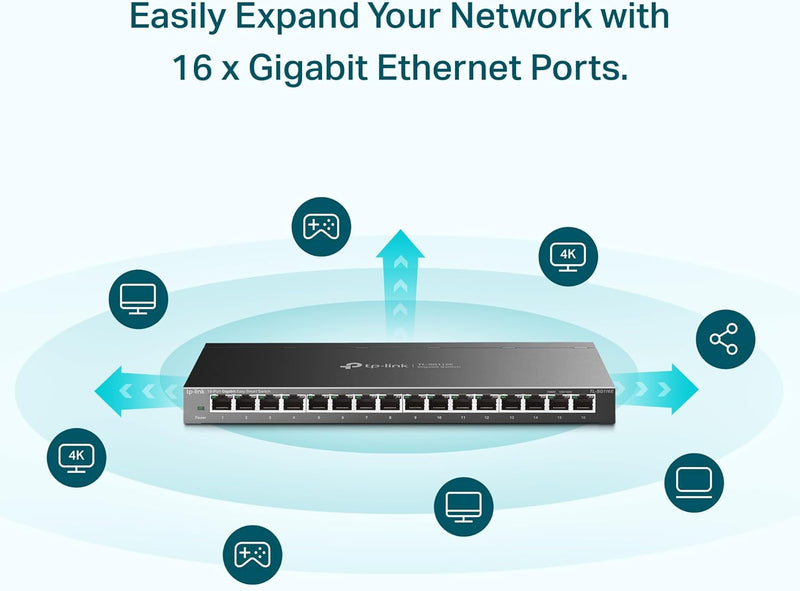 TP-Link TL-SG116E 16-Port Gigabit Easy Smart Steel Case Switch