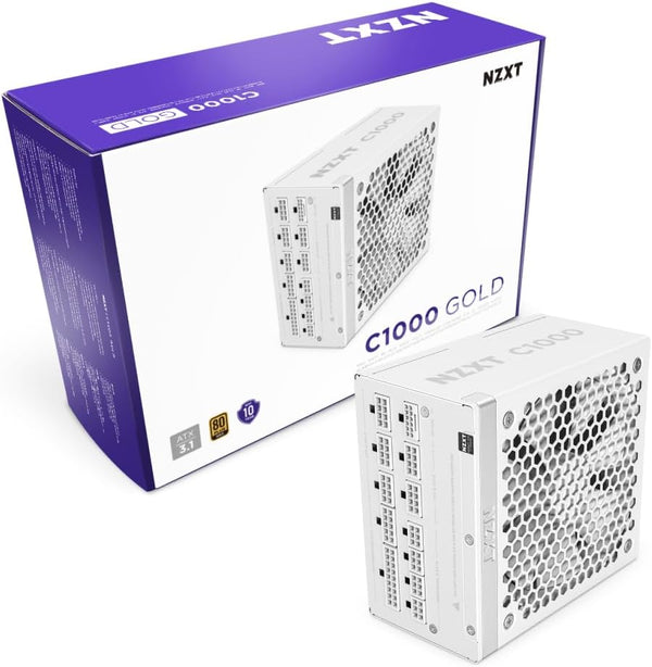 NZXT 1000W C1000 Gold Matte White 白色 ATX3.1 80Plus Gold Full Modular Power Supply (PA-0G2BW-UK)