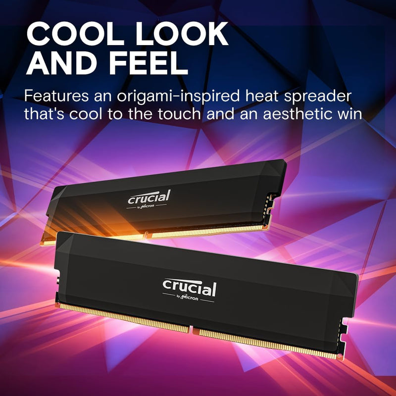 Crucial Pro 32GB Kit (2x16GB) Overclocking Black DDR5-6400 UDIMM CP2K16G64C38U5B (AMD EXPO &amp; Intel XMP 3.0) 