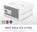 (請先查詢) NZXT 1000W C1000 Gold Matte White 白色 ATX3.1 80Plus Gold Full Modular Power Supply (PA-0G2BW-UK)