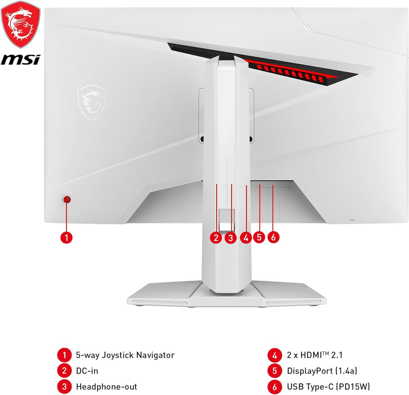 MSI 27" MAG274URFW 160Hz 4K UHD Rapid IPS (16:9) Gaming Monitor (HDMI2.1) (White) Adjustable Lift (MO-MA27URW) 
