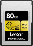 Lexar GOLD Series 80GB Professional CFexpress™ Type A Card (up to 900MB/s read, 800MB/s write) LCAGOLD080G-RNENG