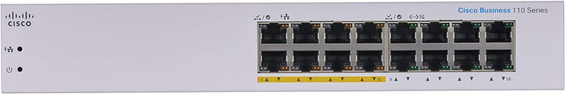 Cisco Business CBS110 16-Port Gigabit (8-Port with PoE, total 64W) PoE Switch (CBS110-16PP-UK / NE-11016PP)