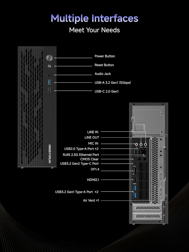 [最新產品] Minisforum BS-M790S7 790S7 Mini Tower Gaming Barebone (AMD Ryzen 9 7940HX / 2xDDR5 SODIMM Slots / 2xPCIe4.0 SSD Slots / 2.5G Lan)