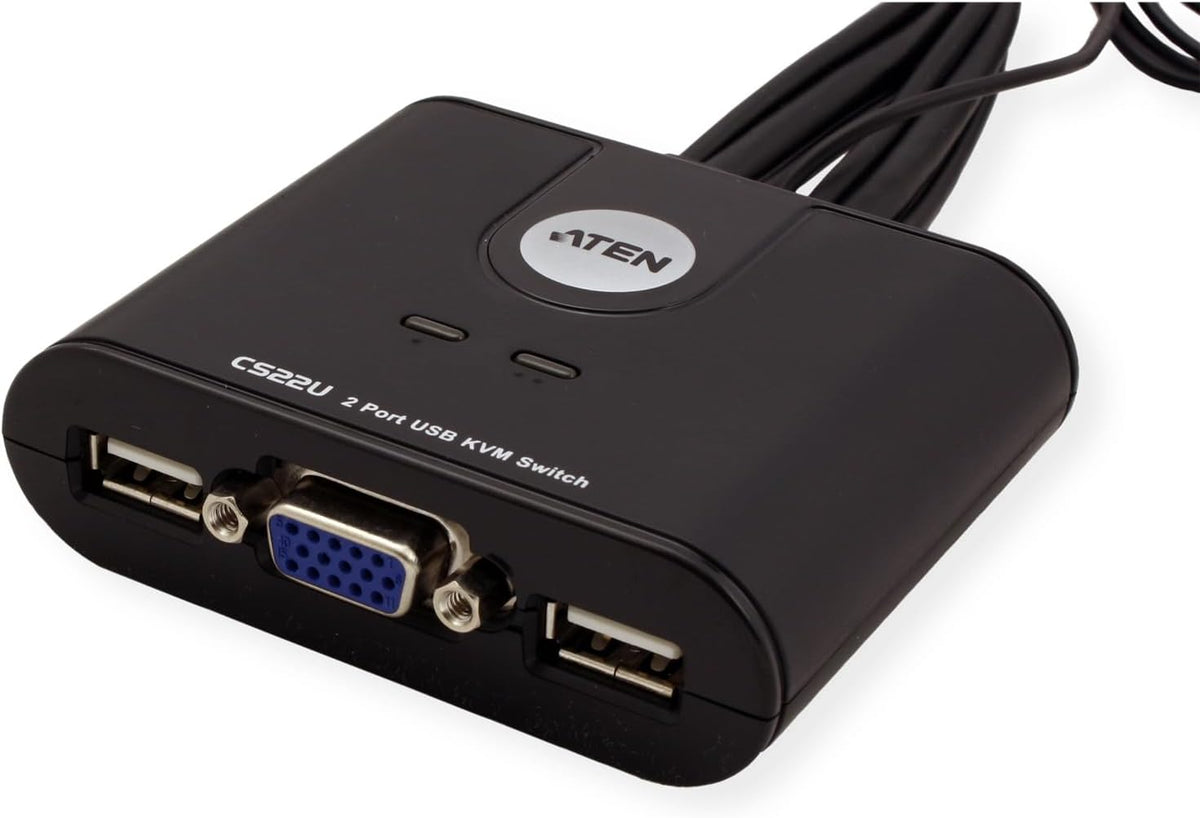 ATEN CS22U 2-Port USB VGA Cable KVM Switch with Remote Port Selector